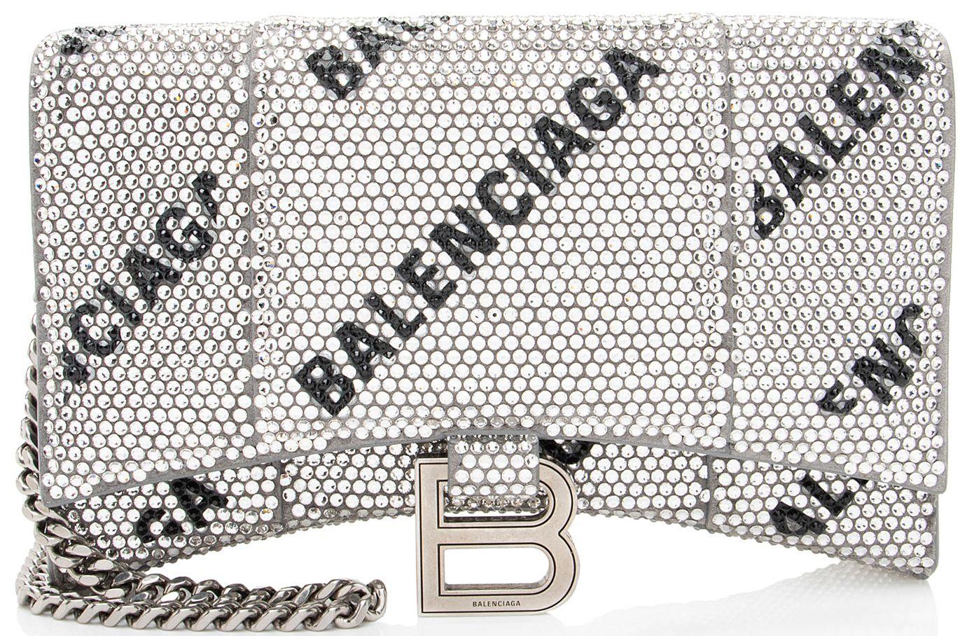 Balenciaga Crystal Logo Hourglass Chain Bag