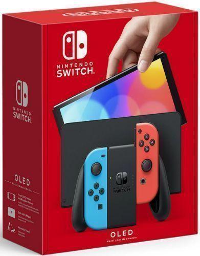 Nintendo Switch OLED Model Handheld Gaming Console 64GB in Neon Blue/Neon Red in Acceptable condition