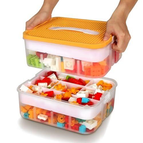 WillingHeart Kids Toys Storage Organizer for Lego Clear Building Blocks Container Box